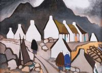 WHITE COTTAGES by Markey Robinson at Ross's Online Art Auctions