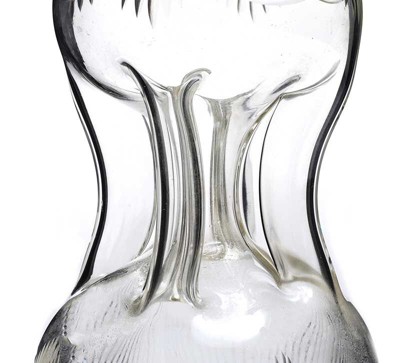 PINCH-GLASS DECANTER WITH STERLING SILVER COLLAR at Ross's Online Art Auctions