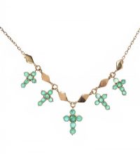 18CT GOLD NECKLACE SET WITH EMERALD CROSSES at Ross's Online Art Auctions