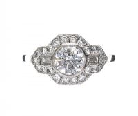 PLATINUM DIAMOND CLUSTER RING IN THE STYLE OF ART DECO at Ross's Online Art Auctions