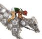 18CT WHITE GOLD GEM-SET AND ENAMEL 'HORSE AND JOCKEY' BROOCH at Ross's Online Art Auctions