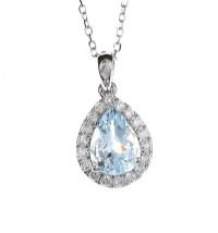 18CT WHITE GOLD AQUAMARINE AND DIAMOND NECKLACE at Ross's Online Art Auctions