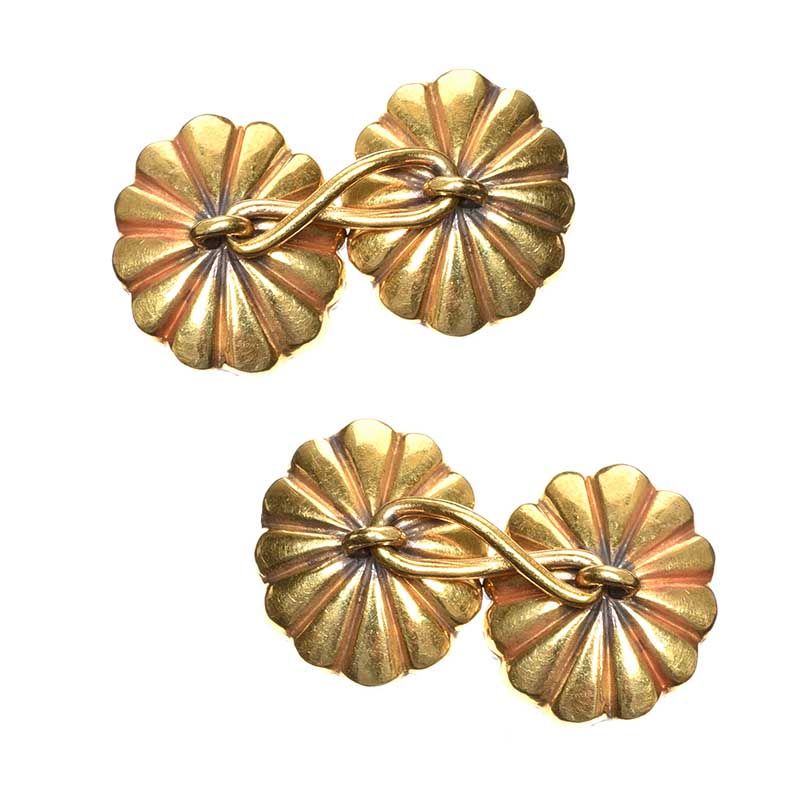 RUBY AND DIAMOND SILVER-ON-GOLD CUFFLINKS at Ross's Online Art Auctions