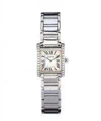CARTIER 'TANK FRANCAISE' STAINLESS STEEL DIAMOND-SET LADY'S WRIST WATCH at Ross's Online Art Auctions