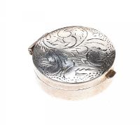 ENGRAVED SILVER PILL BOX at Ross's Online Art Auctions