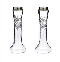 PAIR OF VINTAGE SILVER-TOPPED GLASS BUD VASES at Ross's Online Art Auctions