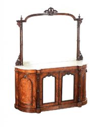 VICTORIAN INLAID BURR WALNUT MIRROR BACK CREDENZA at Ross's Online Art Auctions