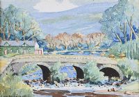 BRIDGE NEAR ROSTREVOR by R. MacDonald Ross at Ross's Online Art Auctions