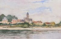 VILLAGE AT THE EDGE OF THE WATER by Leopold Rivers RBA at Ross's Online Art Auctions