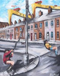 THE OLD LAMPOST SWING by John Stewart at Ross's Online Art Auctions
