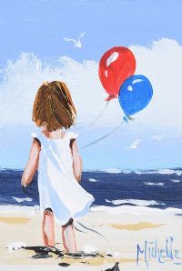 GIRL WITH BALLOONS by Michelle Carlin at Ross's Online Art Auctions