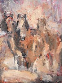 THREE BROWN PONIES by Con Campbell at Ross's Online Art Auctions