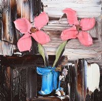 PINK FLOWERS IN A VASE by Colin Flack at Ross's Online Art Auctions