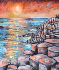 SUNSET ON GIANT'S CAUSEWAY by John Stewart at Ross's Online Art Auctions