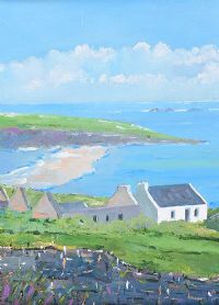 IRISH COTTAGES OF THE BLASKETS, COUNTY KERRY by Sean Lorinyenko at Ross's Online Art Auctions