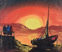 SUNSET BY THE BOAT by Irish School at Ross's Online Art Auctions