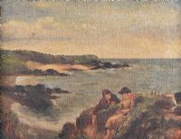FIGURES ON THE ROCKS by English School at Ross's Online Art Auctions