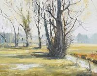 TREES BY THE PATH by Leo Toye at Ross's Online Art Auctions