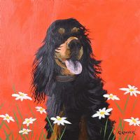 DOG ON RED by Ronald Keefer at Ross's Online Art Auctions