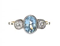 18CT GOLD AND PLATINUM AQUAMARINE AND DIAMOND RING at Ross's Online Art Auctions