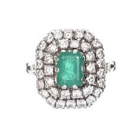 WHITE GOLD EMERALD AND DIAMOND RING at Ross's Online Art Auctions