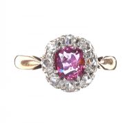 MID-CARAT RUBY AND DIAMOND CLUSTER RING at Ross's Online Art Auctions