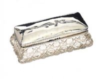 SILVER AND CUT GLASS TRINKET BOX at Ross's Online Art Auctions