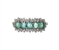 9CT GOLD AND WHITE GOLD EMERALD AND DIAMOND CLUSTER RING at Ross's Online Art Auctions