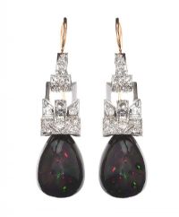 18CT GOLD DIAMOND AND BLACK OPAL EARRINGS at Ross's Online Art Auctions
