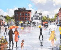 WET DAY, SHAFTESBURY SQUARE, BELFAST by Holly Hanson at Ross's Online Art Auctions