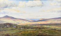 LOOKING DOWN GLENSHESK TO RATHLIN ISLAND by Charles McAuley at Ross's Online Art Auctions