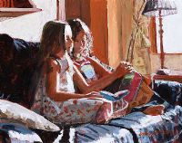 SISTERS READING by Rowland Davidson at Ross's Online Art Auctions