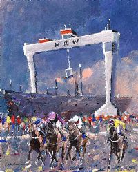 RACE AT HARLAND & WOLFF by Sean Lorinyenko at Ross's Online Art Auctions