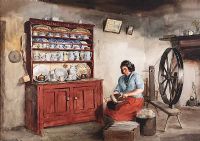 AT WORK IN AN IRISH COTTAGE by Frank Egginton RCA FIAL at Ross's Online Art Auctions