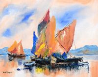 BOATS AT PORTMAGEE HARBOUR by Niall Campion at Ross's Online Art Auctions