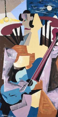 WOMAN & GUITAR by Gerald G. Beattie at Ross's Online Art Auctions