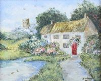 THATCHED COTTAGE by Grainne Ayle at Ross's Online Art Auctions