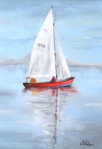 RED BOAT by Lawrence Chambers at Ross's Online Art Auctions