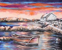 ABANDONED BOAT AT BALLINTOY by John Stewart at Ross's Online Art Auctions