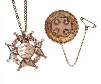 TWO 9CT GOLD FOOTBALL MEDALS/PENDANTS ON 9CT GOLD CHAIN at Ross's Online Art Auctions