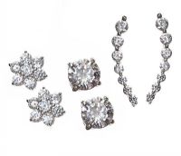 THREE STERLING SILVER CUBIC ZIRCONIA EARRINGS at Ross's Online Art Auctions