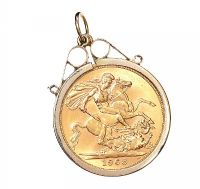 9CT GOLD MOUNTED SOVEREGIN at Ross's Online Art Auctions