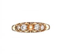 HIGH-CARAT GOLD PEARL AND DIAMOND RING at Ross's Online Art Auctions