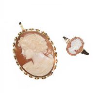 18CT GOLD CAMEO BROOCH/PENDANT AND 9CT GOLD CAMEO RING at Ross's Online Art Auctions