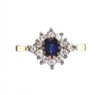 18CT GOLD DIAMOND AND SAPPHIRE CLUSTER RING at Ross's Online Art Auctions