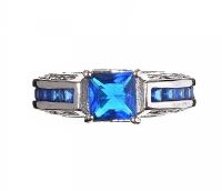 10CT WHITE GOLD PLATED CRYSTAL-SET RING at Ross's Online Art Auctions