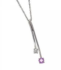 9CT WHITE GOLD PINK SAPPHIRE AND DIAMOND NECKLACE at Ross's Online Art Auctions
