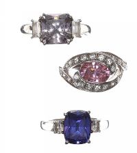THREE STERLING SILVER COLOURED STONE RINGS at Ross's Online Art Auctions