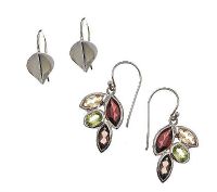TWO STERLING SILVER EARRINGS OF 'LEAF' THEME at Ross's Online Art Auctions