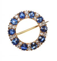 HIGH CARAT SAPPHIRE AND DIAMOND BROOCH at Ross's Online Art Auctions